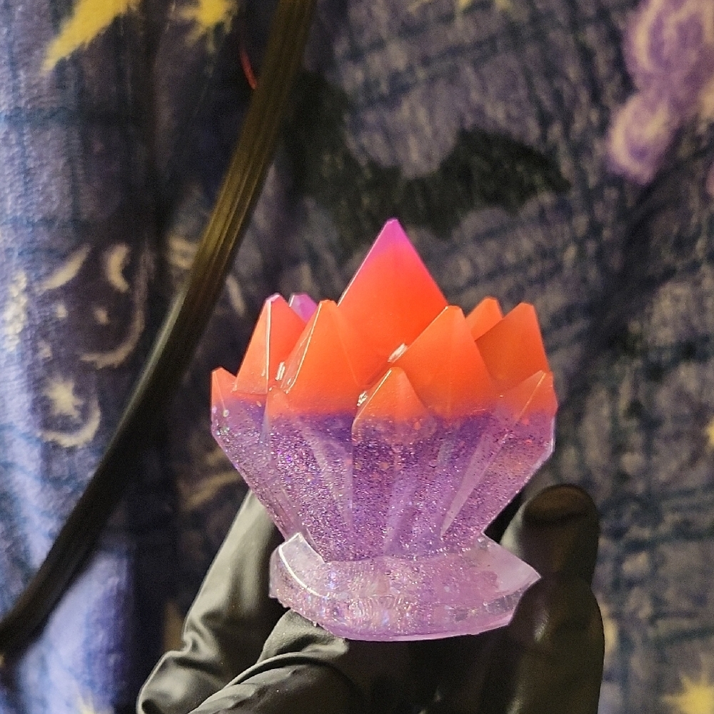 Handmade Resin Partially Glow-in-the-dark Vibrant Crystal Shaped Decoration